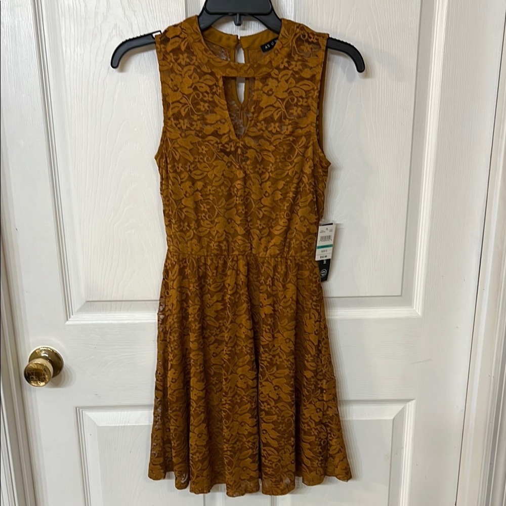 As U Wish Gold Cut Out Dress NWT